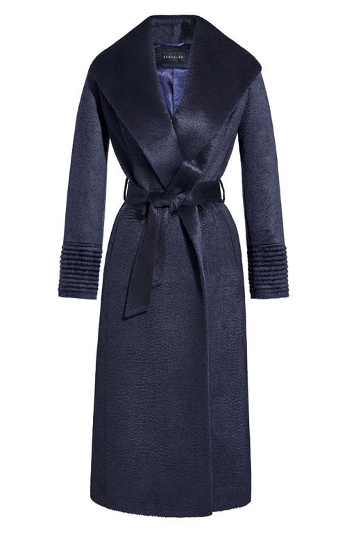 Sentaler Boucle Notch Collar Wrap Coat In Blue