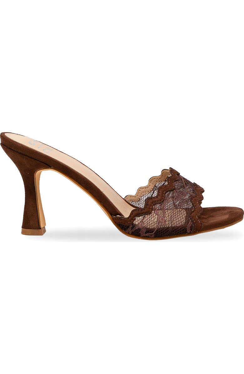 CHASE AND CHLOE Scalloped Lace Sandal, Alternate, color, Brown