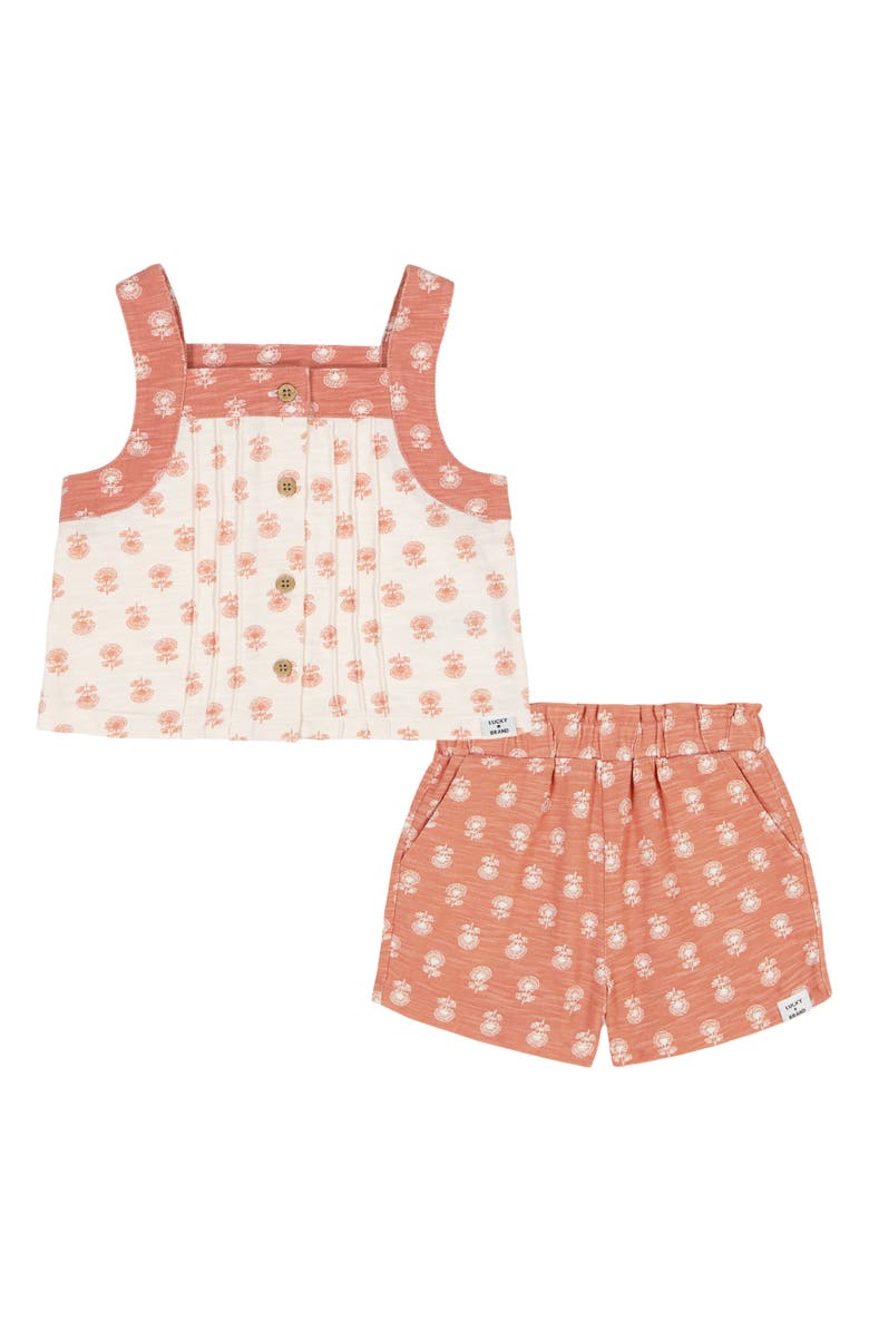 Lucky Brand Kids' Pleated Tank & Shorts Set, Main, color,