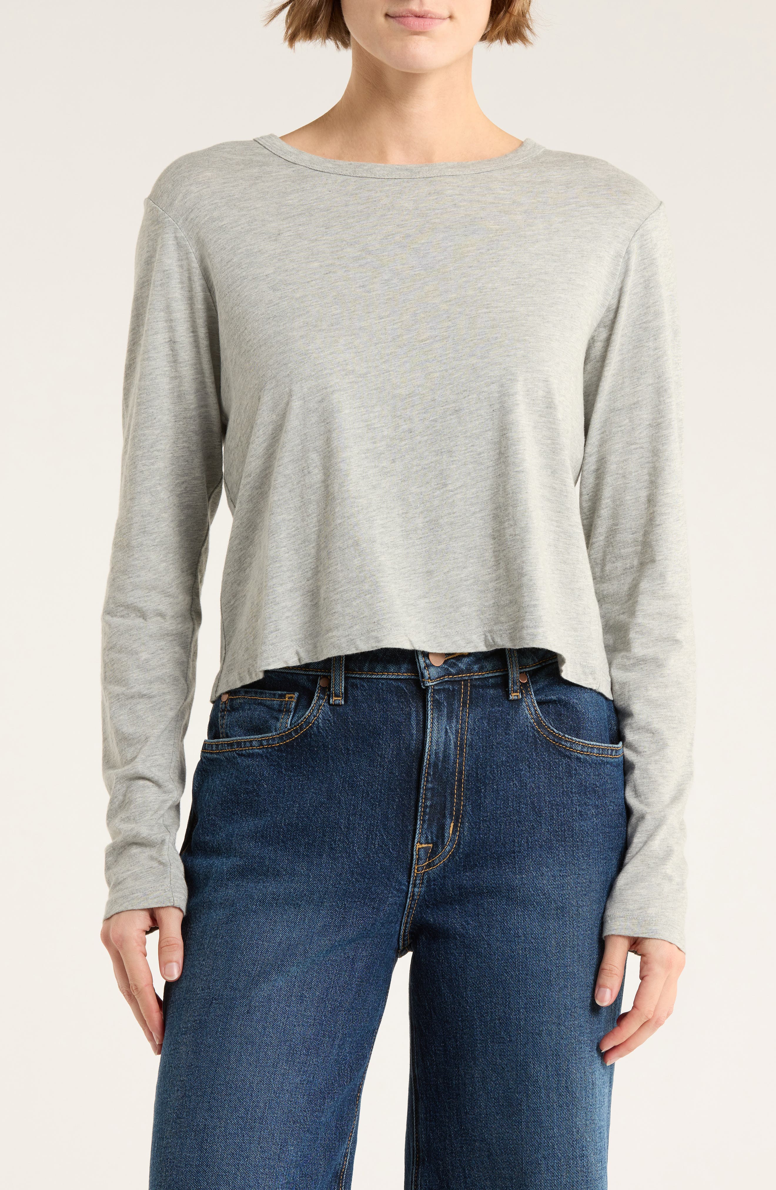 BUCK MASON Boxy Long Sleeve Crop T-Shirt