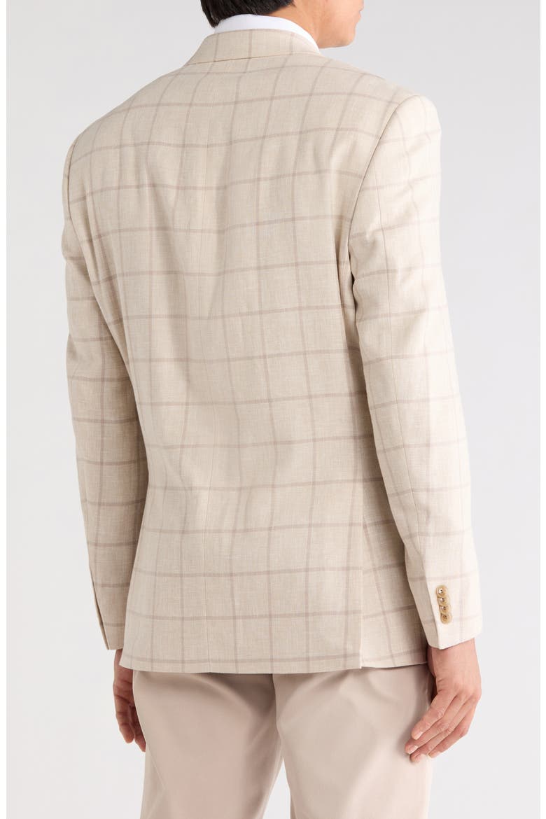 Check Two-Button Linen Blend Sport Coat, Alternate, color, NATURAL