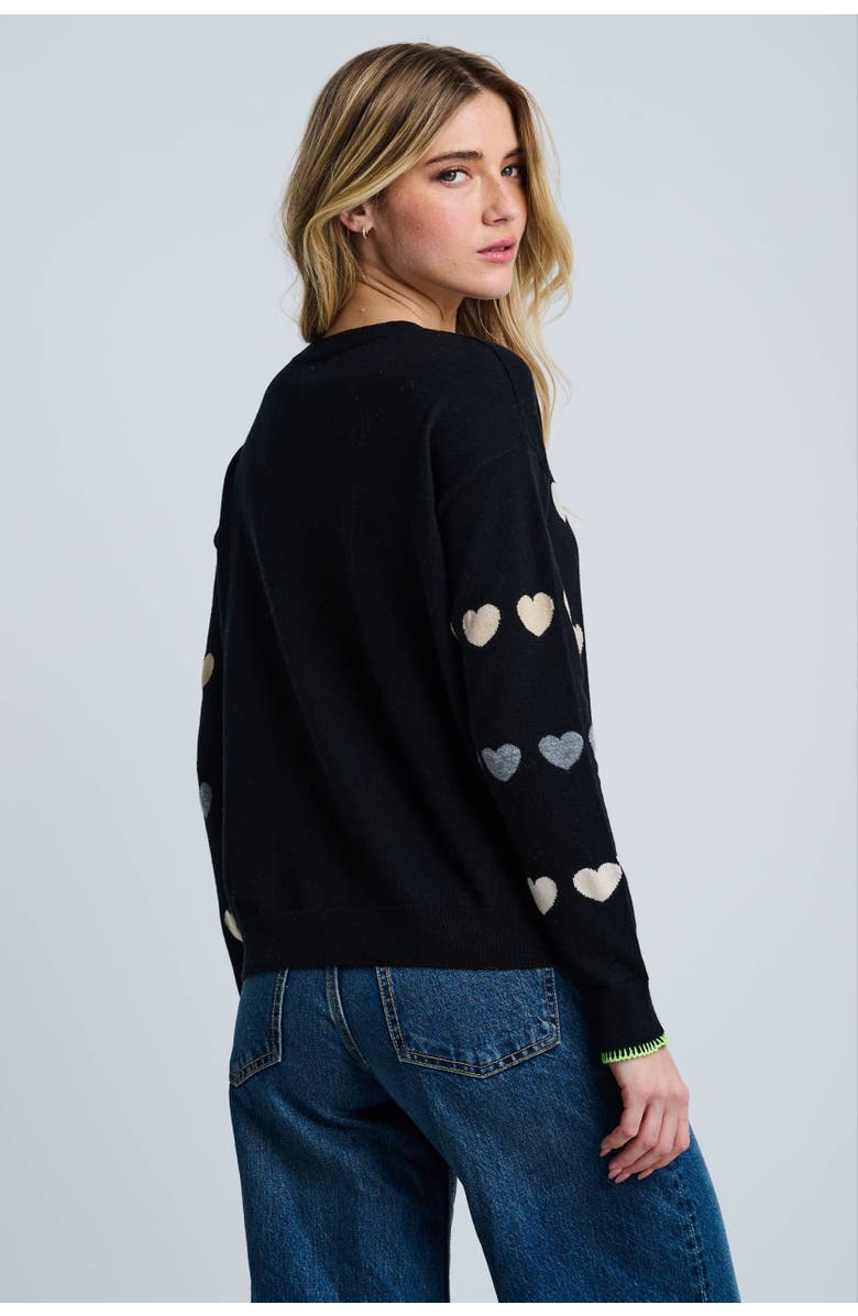 Lisa Todd Love Track Cotton Cashmere Heart Sweater, Alternate, color, Black