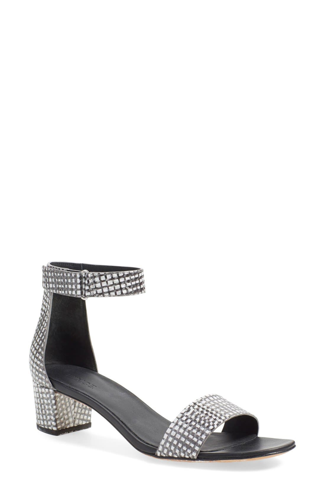 'Rita' Leather Ankle Strap Sandal, Main, color, BLACK/ WHITE
