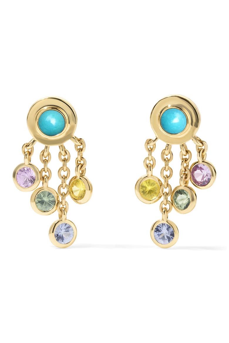 Turquoise & Sapphire Shaker Earrings, Main, color, TURQUOISE/SAPPHIRE