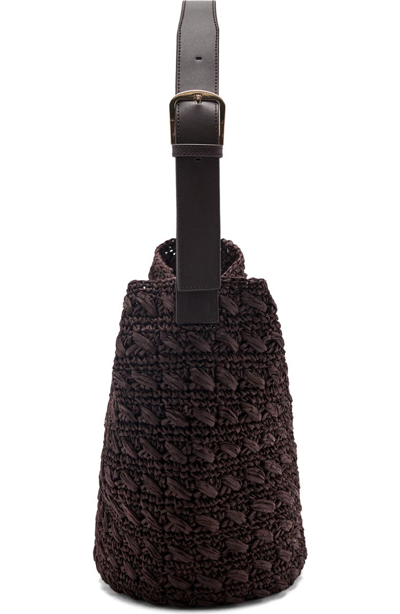 MANGO Natural Fiber Shopper Bag, Alternate, color, Chocolate