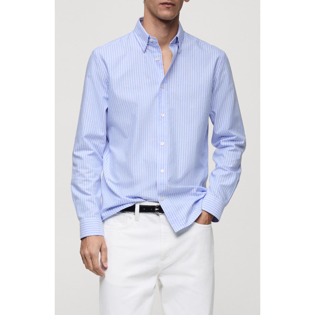 Mango Men's Slim-fit Kodak-striped Cotton Shirt In Sky Blue