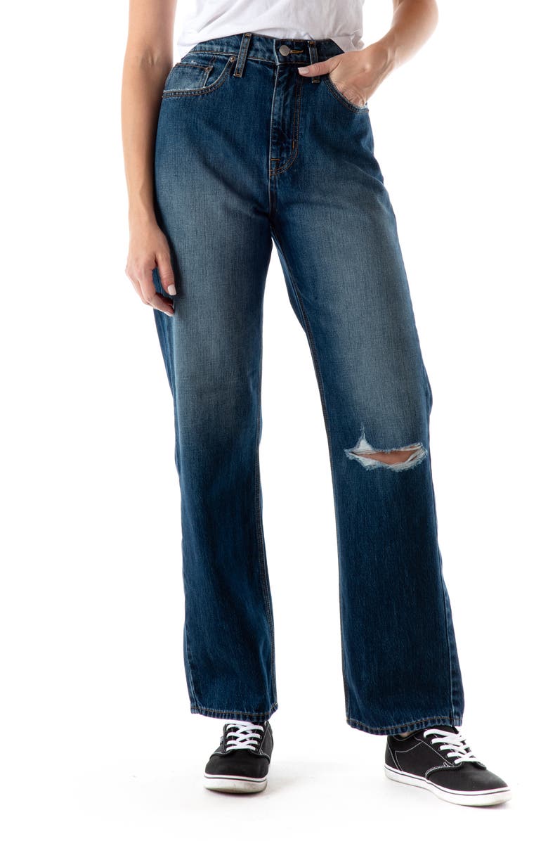 Modern American Jackson Ripped High Waist Straight Leg Jeans, Main, color, 