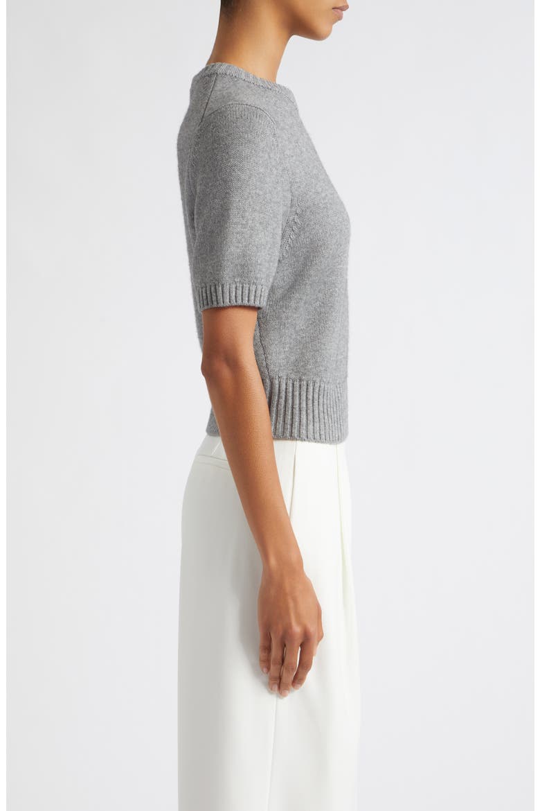 Elsie Short Sleeve Wool & Cashmere Sweater, Alternate, color, STORM