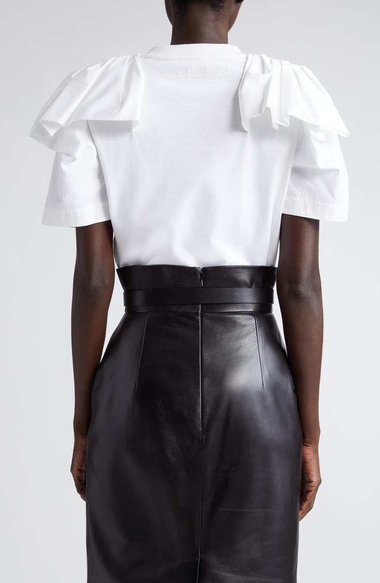 McQueen Ruffle Shoulder Cotton T-Shirt, Alternate, color, 