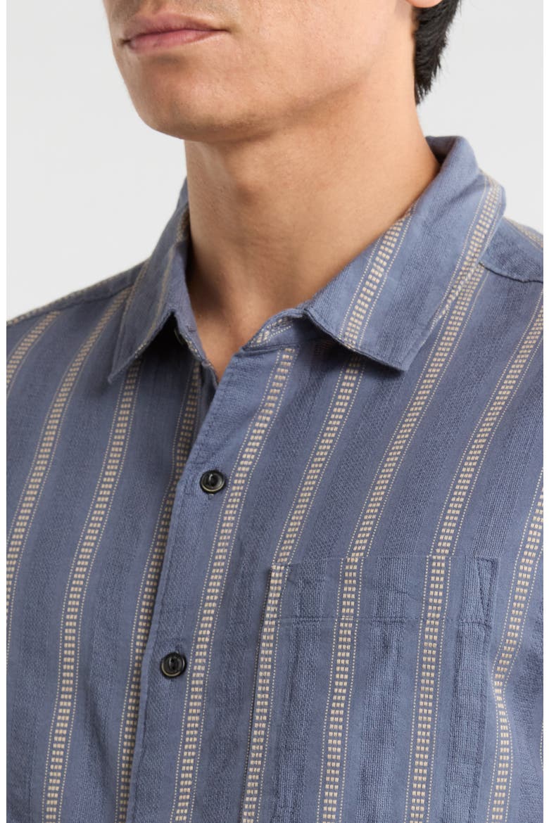 Crosswinds Short Sleeve Cotton Blend Dobby Button-Up Shirt, Alternate, color, NEPTUNE