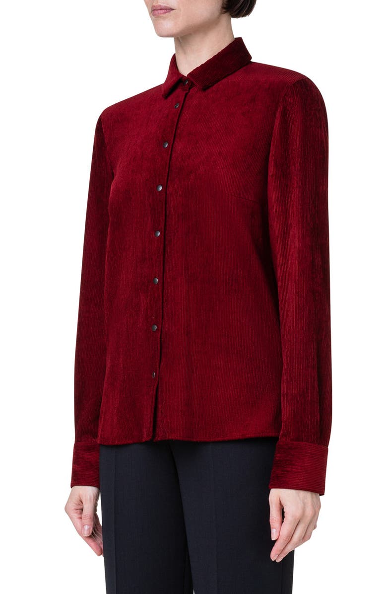 Akris punto Washed Corduroy Snap-Up Shirt, Alternate, color,