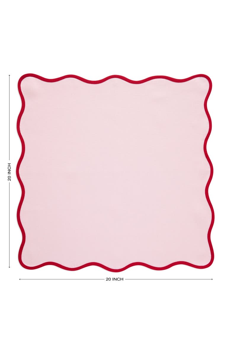 Linen Dinner Napkins Set of 4, 20 Inch Round - Giselle Scallop Edge, Alternate, color, Red and Pink