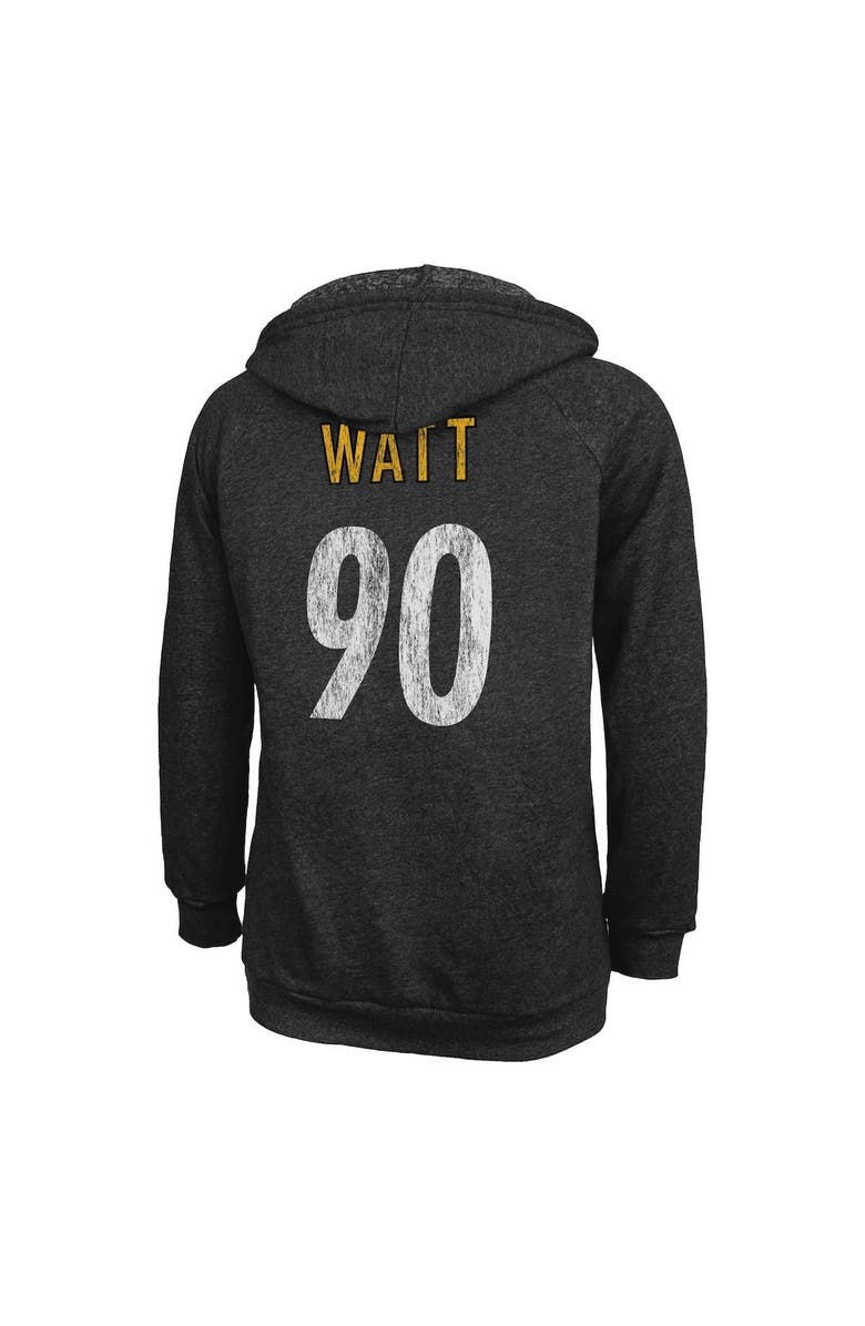 Majestic Threads Women's Majestic Threads T.J. Watt Black Pittsburgh Steelers Name & Number Tri-Blend Pullover Hoodie, Alternate, color,