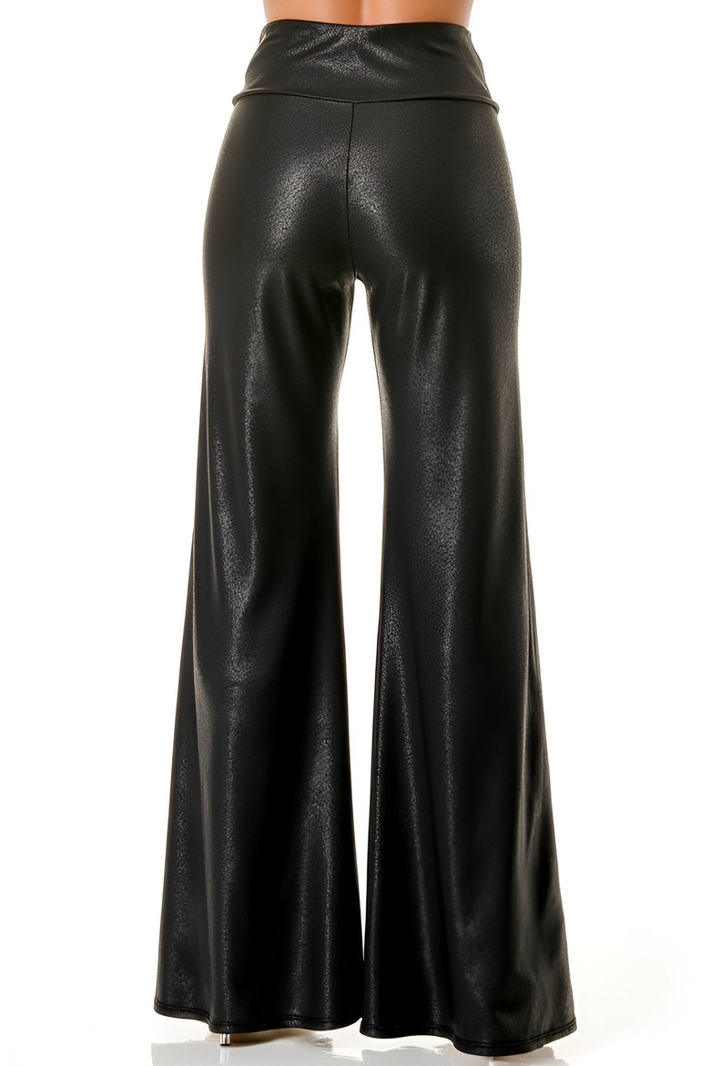 High Waist Wide-Leg Pants with Flared Silhouette, Alternate, color, Black