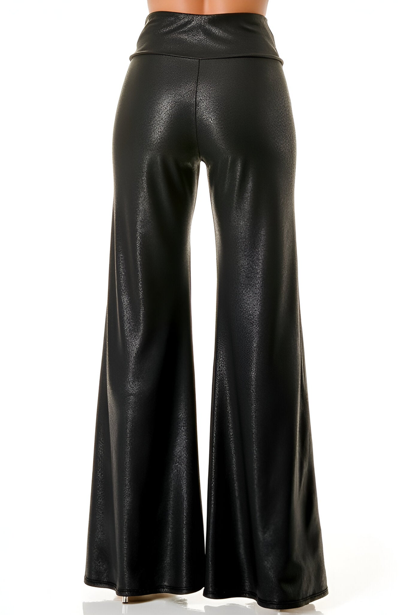 Modenaire High Waist Wide-Leg Pants with Flared Silhouette, Alternate, color, Black