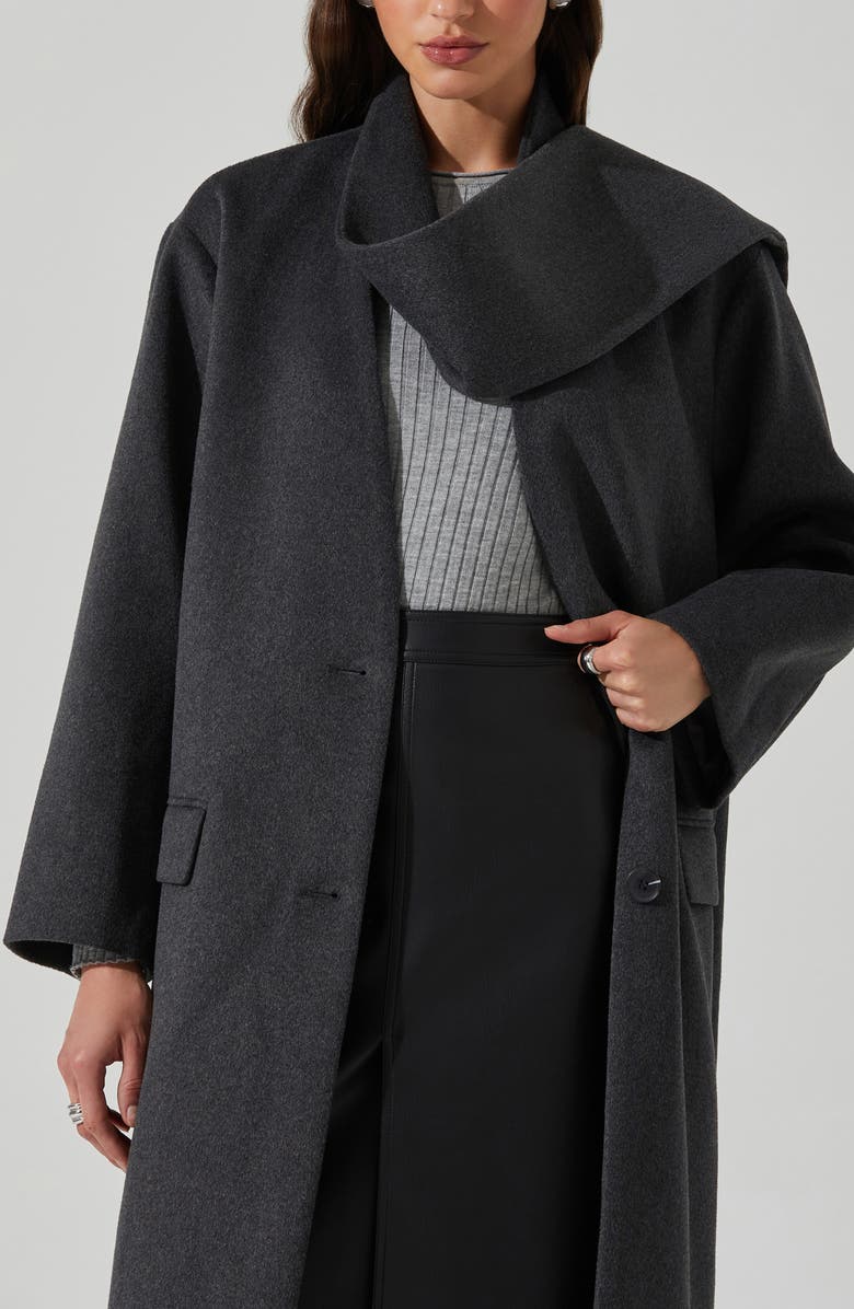 ASTR the Label Londyn Cowl Neck Coat, Alternate, color, Charcoal