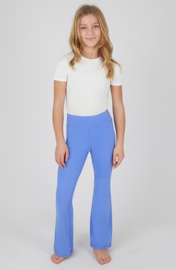 90 Degree By Reflex Kids' Interlock Everyday 2-pack Assorted Flared Leggings In Baja Blue/black