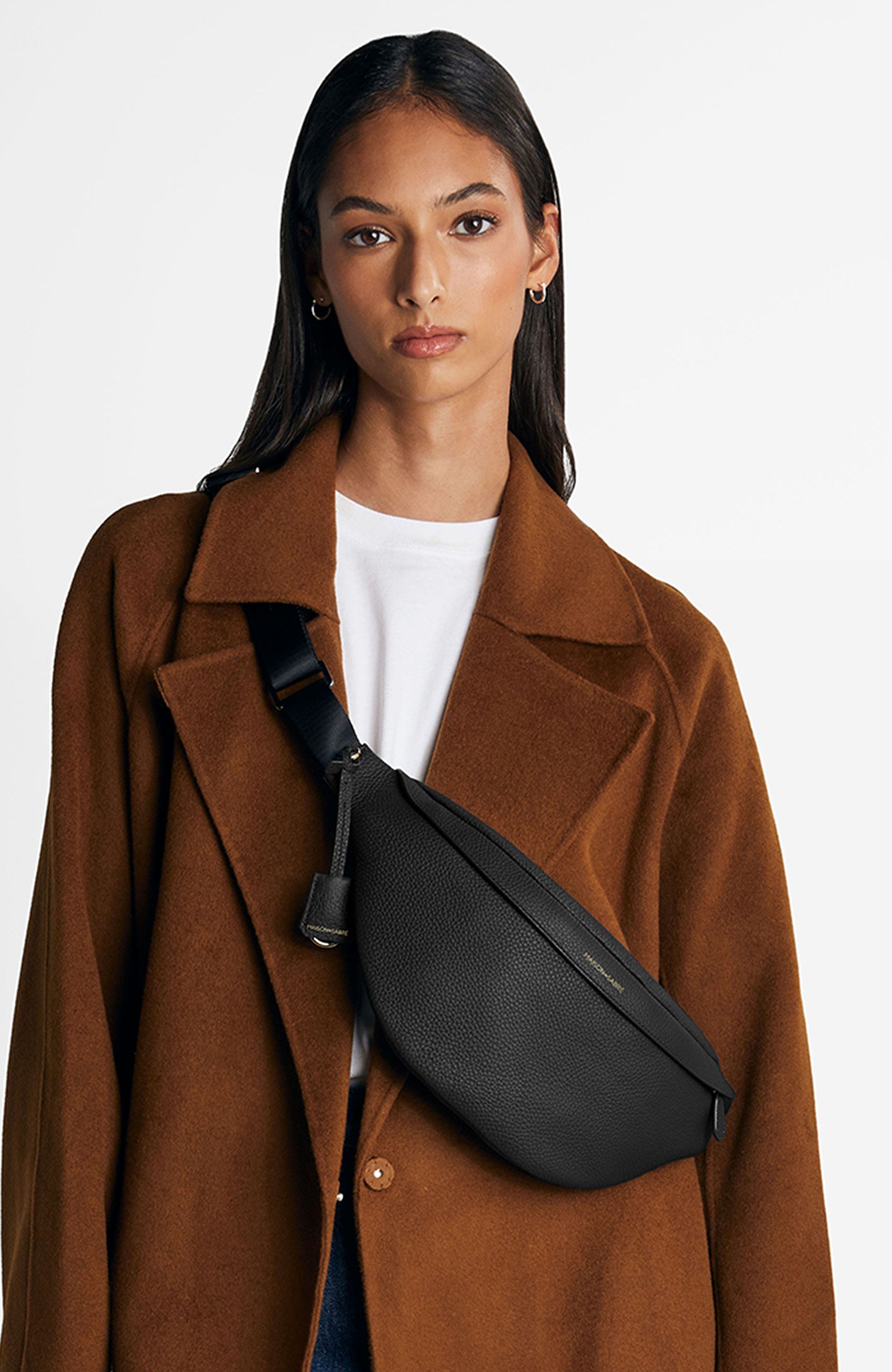 MAISON de SABRÉ Large Leather Sling Bag, Alternate, color, Black Caviar