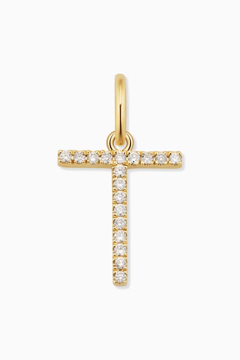 14K Gold My Letter Diamond Pendant Charm