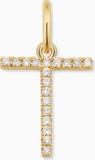 Oradina 14K Gold My Letter Diamond Pendant Charm