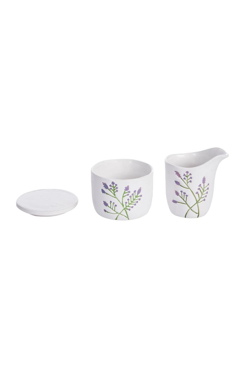 Lavender Floral Botanical Cottage Coffee Creamer & Sugar Containers Set 2, Alternate, color, Purple
