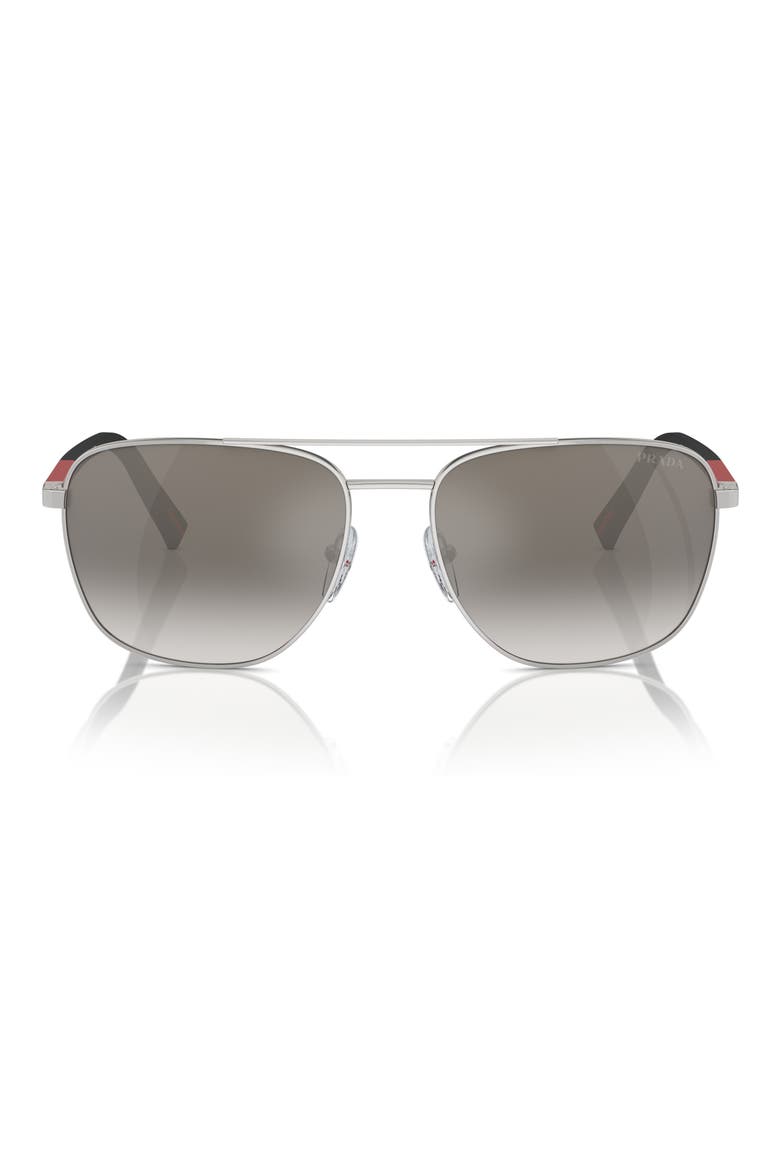 60mm Gradient Oval Sunglasses, Main, color, SILVER