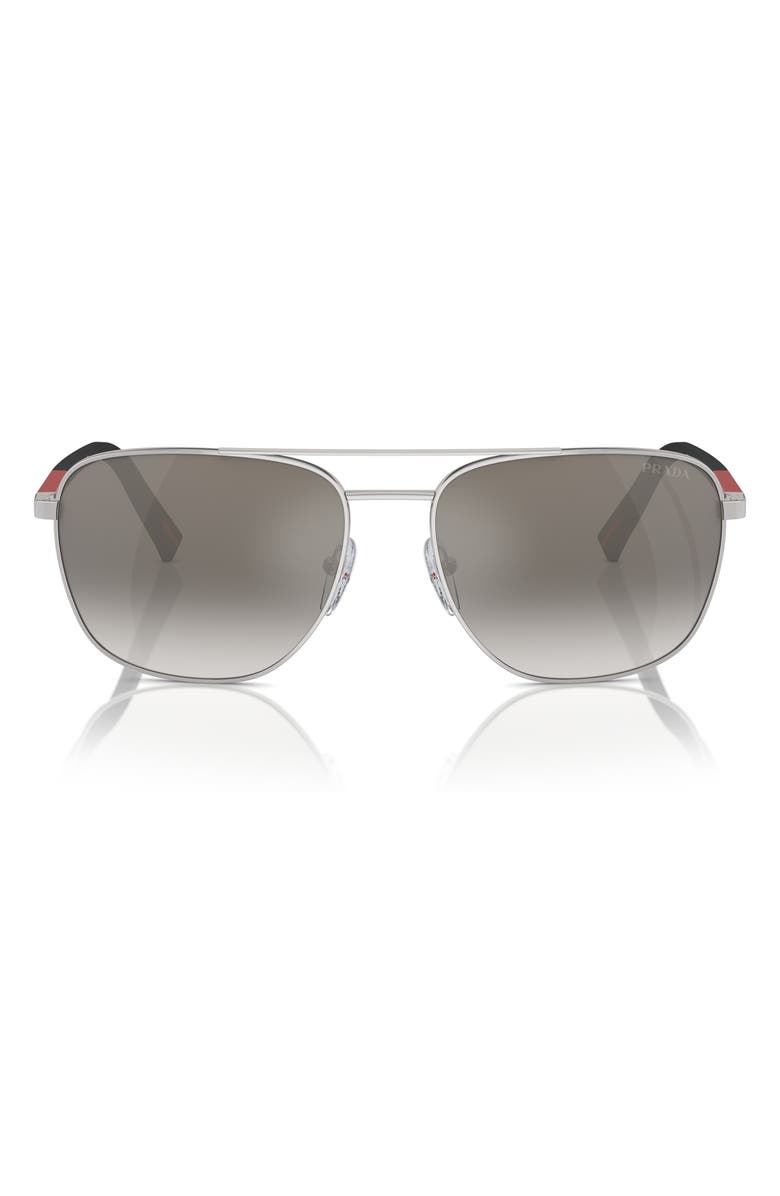 Prada Linea Rossa 60mm Gradient Oval Sunglasses, Main, color, Silver