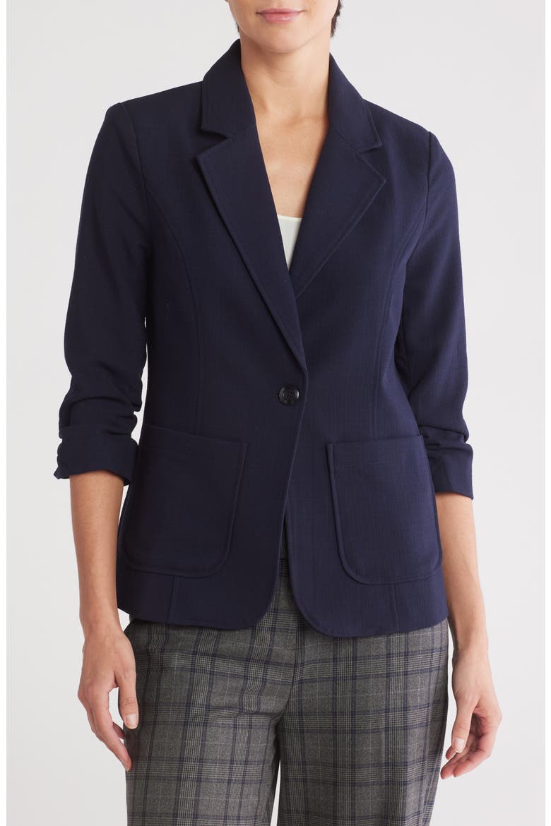 One-Button Blazer, Main, color, NAVY
