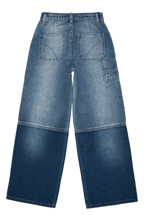Shop Joe's Kids' Mia Two-tone Wide Leg Jeans In Light Wash