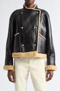 Altuzarra Kenny Genuine Shearling Trim Leather Coat