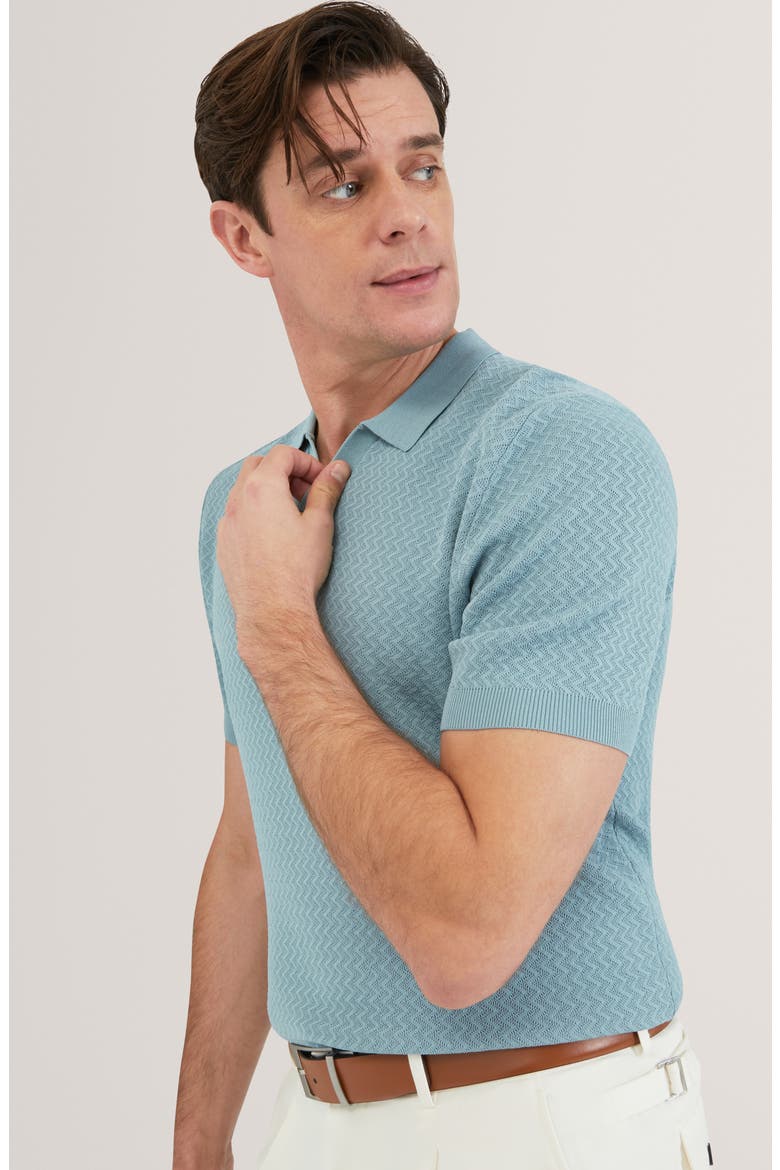 Luthen Zigzag Polo, Alternate, color, BLUE
