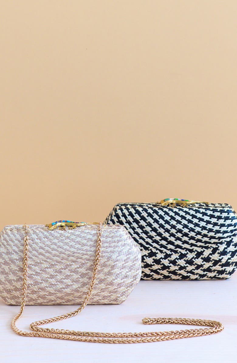 LIKHA Houndstooth Octagon Clutch, Alternate, color, Dusty Rose