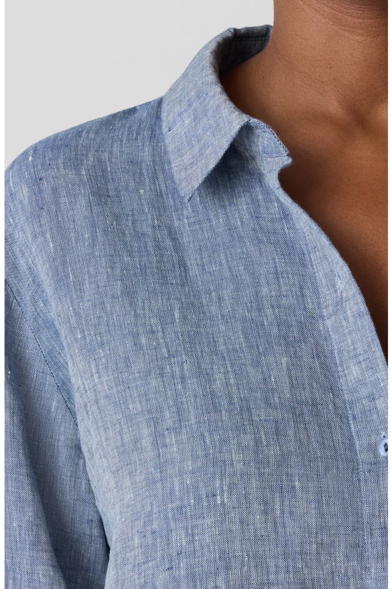 Classic Longline Organic Linen Chambray Button-Up Shirt, Alternate, color, CHAMBRAY