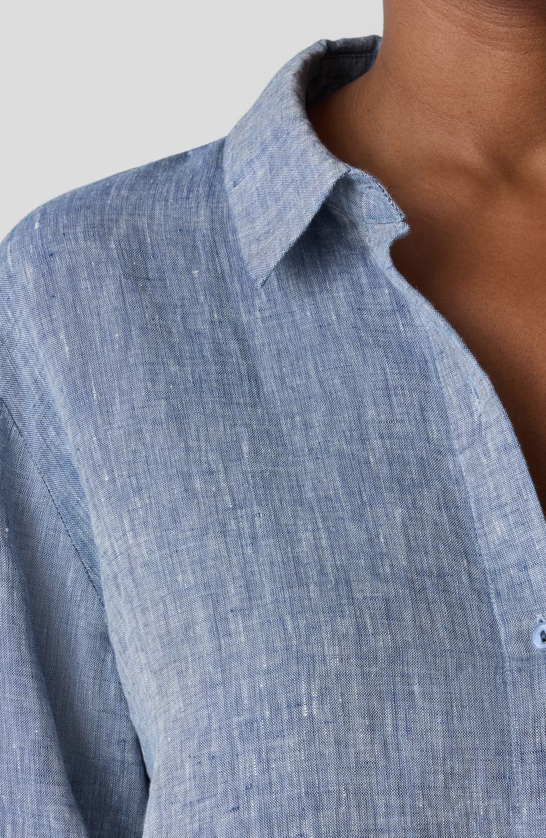 Eileen Fisher Classic Longline Organic Linen Chambray Button-Up Shirt, Alternate, color,