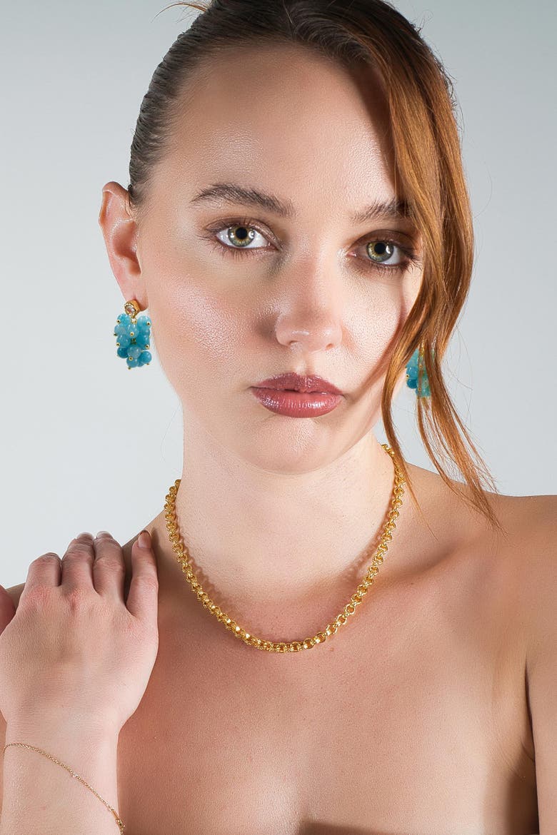 Gia Amazonite Cascade Cluster Drop Earrings, Alternate, color, Blue