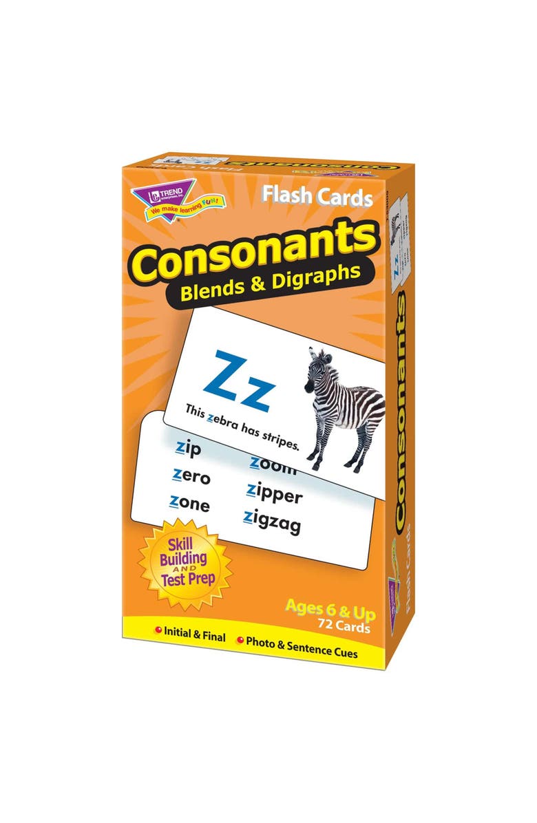 TREND enterprises, Inc. Consonants Flash Cards, Alternate, color, Multicolored