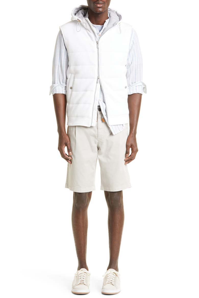Stripe Mandarin Collar Cotton & Linen Shirt, Alternate, color, BLUE