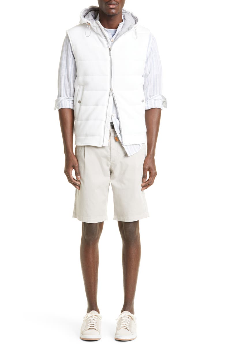 Eleventy Stripe Mandarin Collar Cotton & Linen Shirt, Alternate, color, 