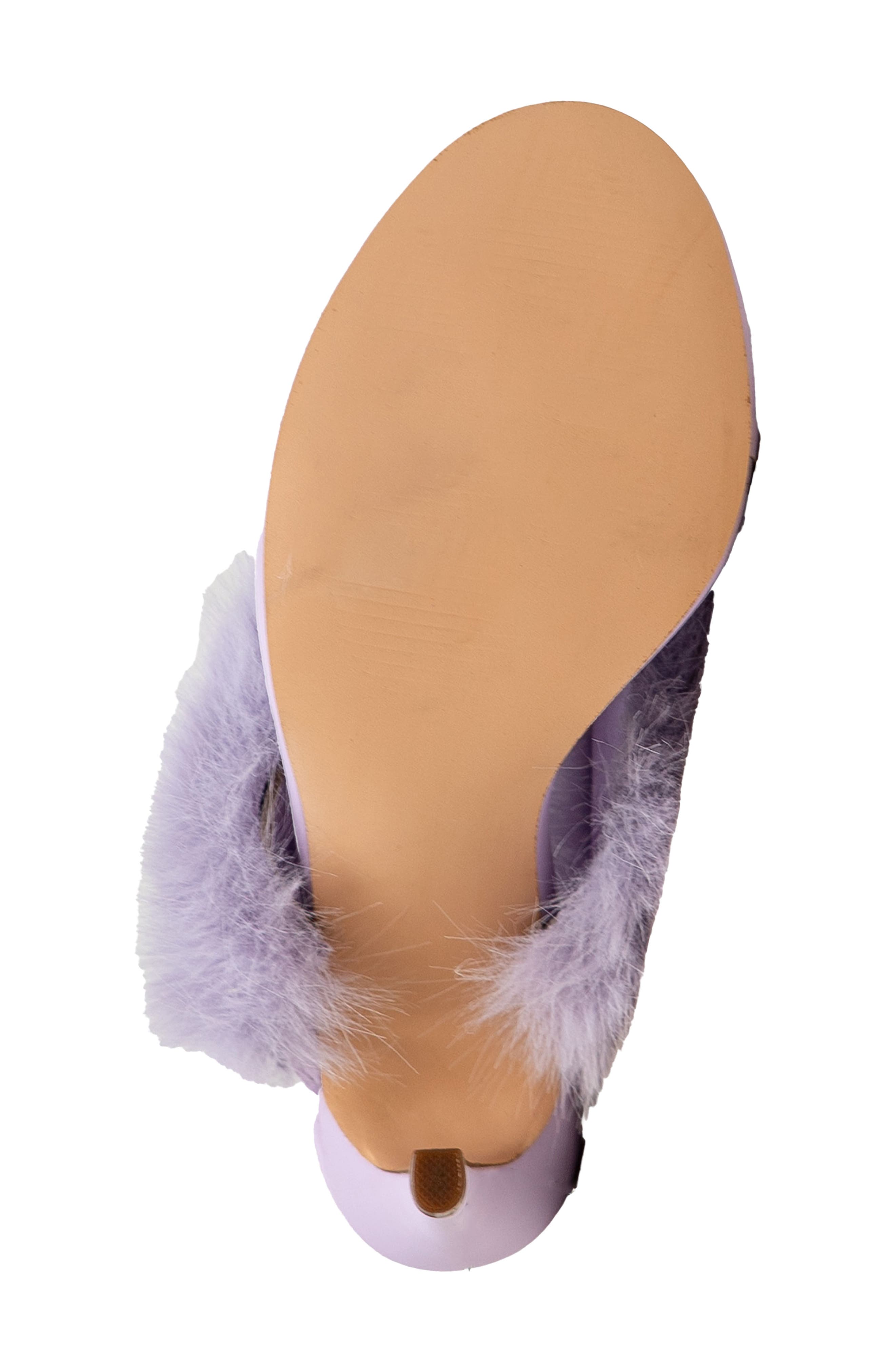 Post Toe Faux Fur Stiletto Sandal, Alternate, color, LILAC PU