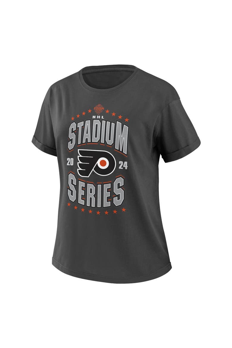 Women's WEAR by Erin Andrews  Charcoal Philadelphia Flyers 2024 NHL Stadium Series Boyfriend T-Shirt, Alternate, color, Charcoal