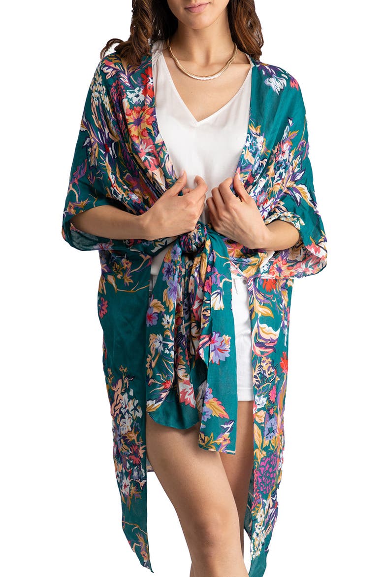 Floral Ruana, Main, color, TEAL