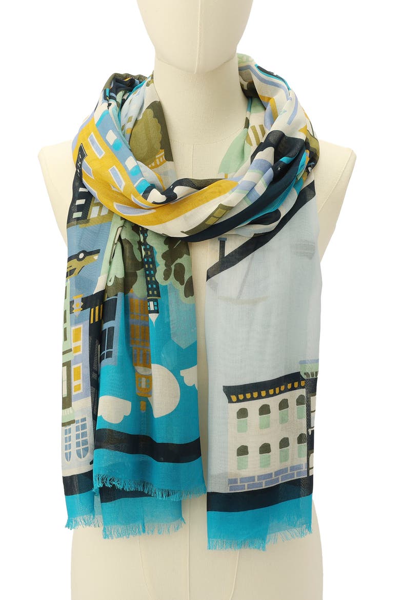 nyc map oblong scarf, Alternate, color, BLUE MULTI