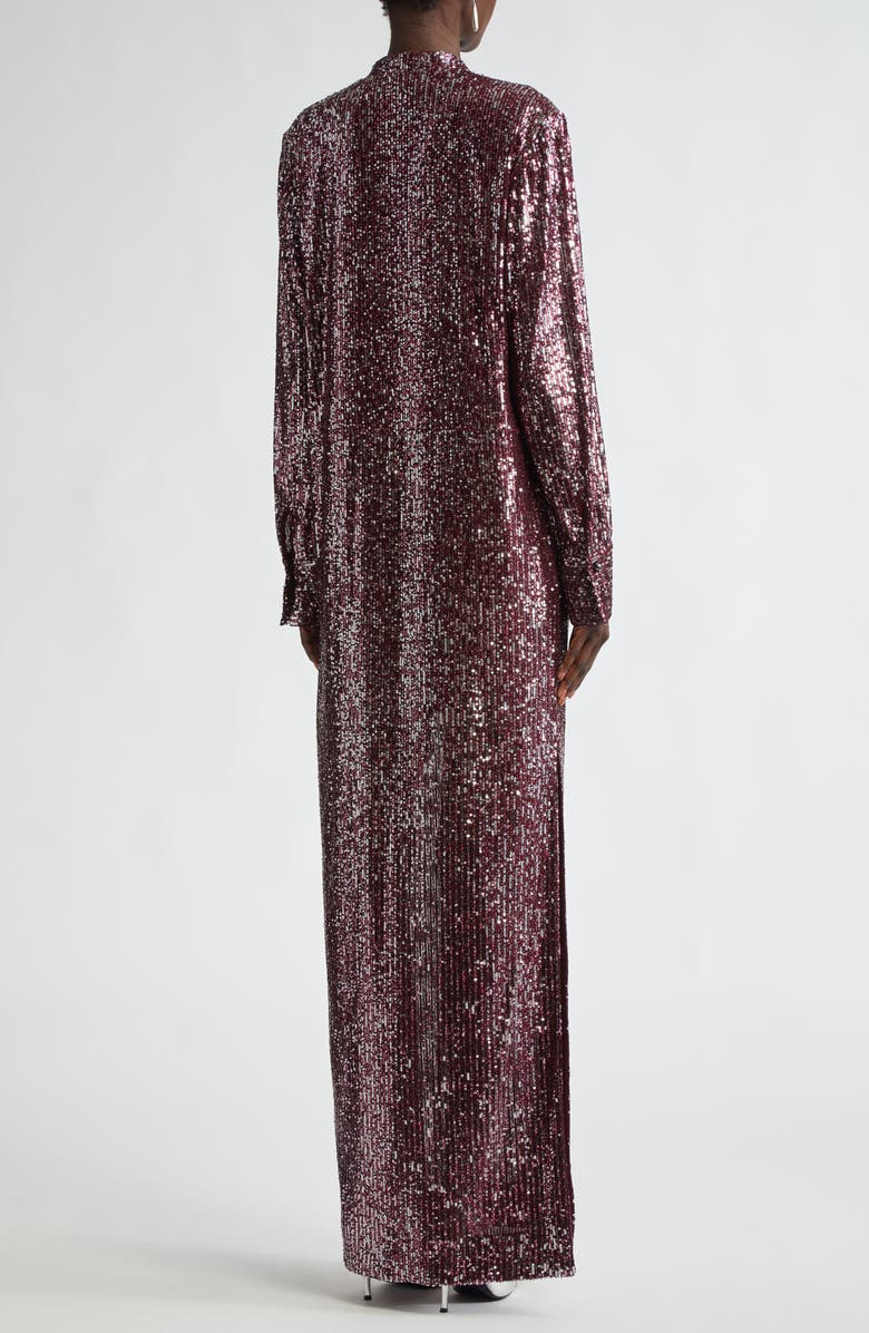 St. John Collection Sequin Embroidered Long Sleeve Gown, Alternate, color, 
