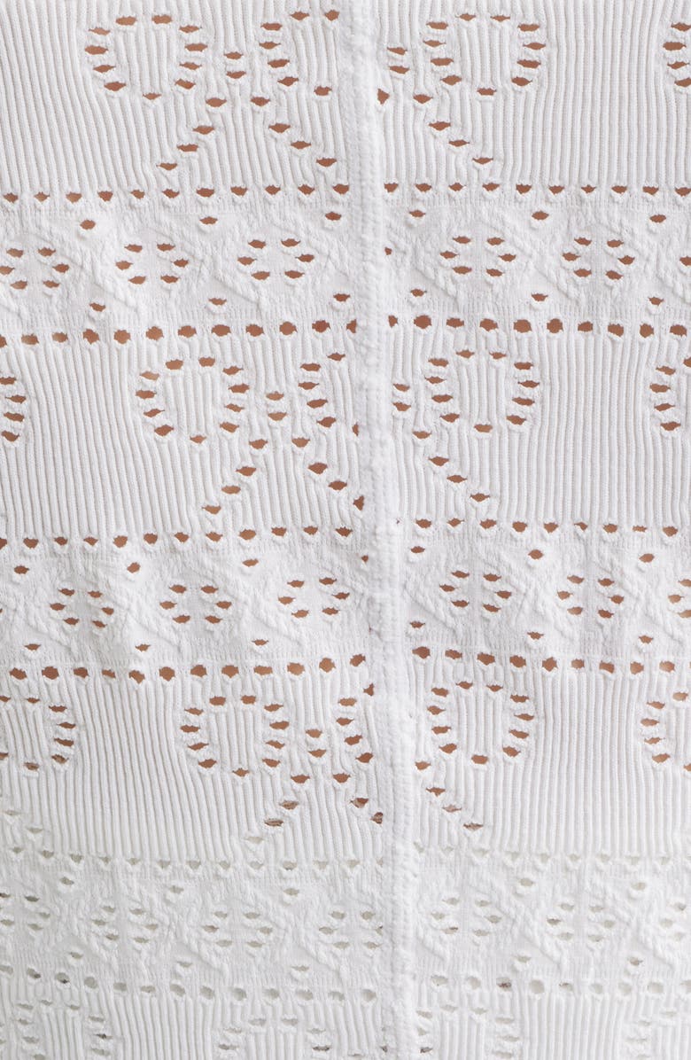 LoveShackFancy Tinker Pointelle Knit Jacket, Alternate, color, True White