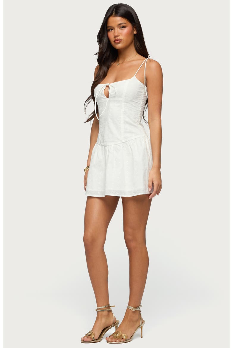 Kaira Boned Minidress, Alternate, color, WHITE