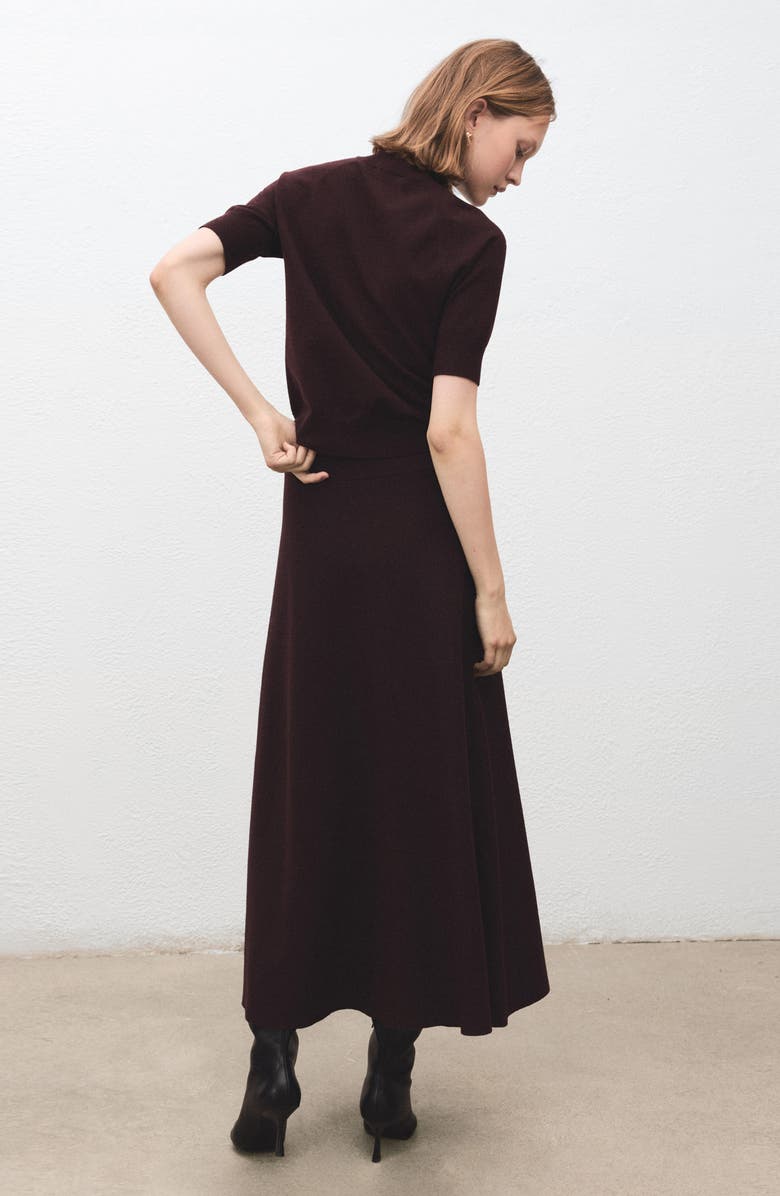 MANGO Knit Midi Skirt, Alternate, color, Wine