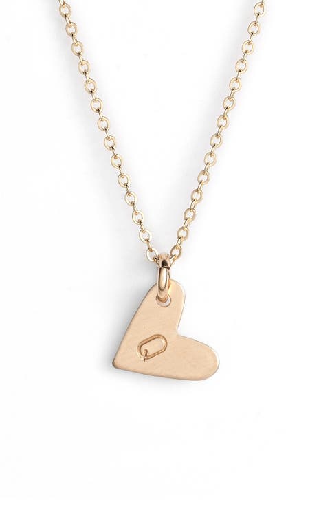 14k-Gold Fill Initial Mini Heart Pendant Necklace