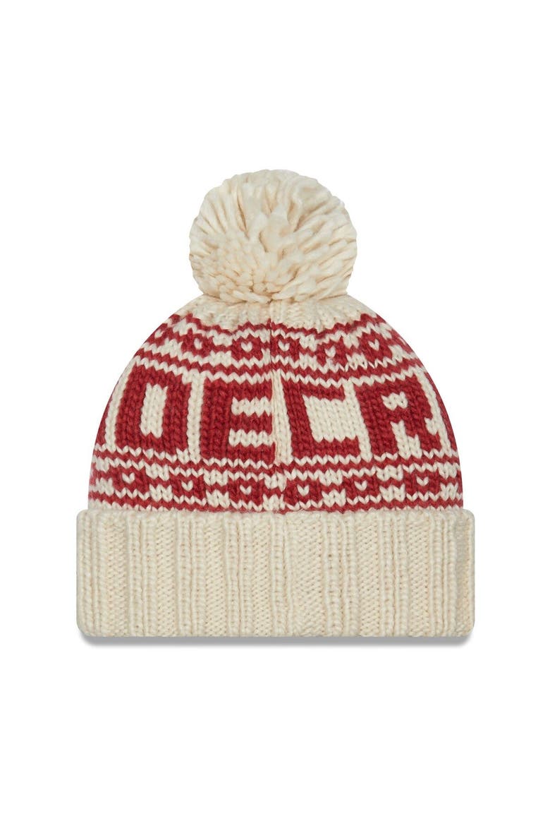 Women's New Era Cream Alabama Crimson Tide Sport Cuffed Knit Hat with Pom, Alternate, color, Cream