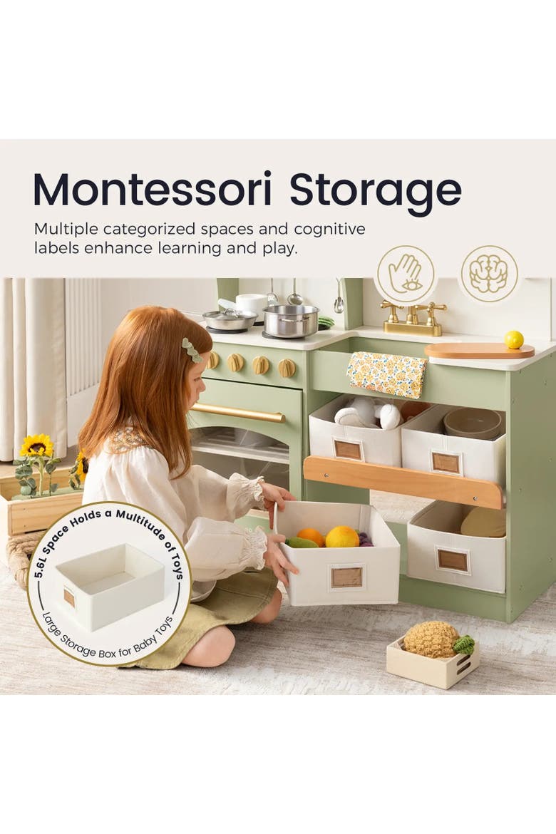 Serenity Wooden Play Kitchen Set in Green for Toddlers, Alternate, color, Multicolor