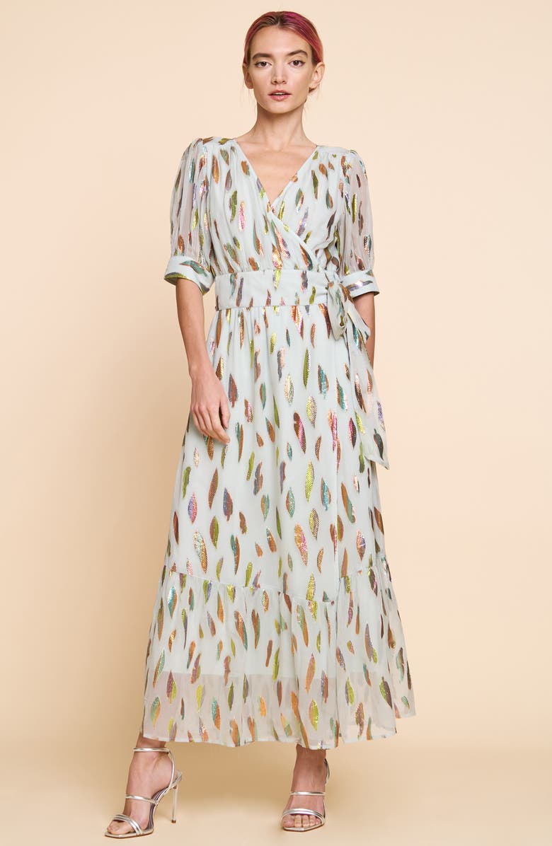 CIEBON Whitney Metalllic Print Wrap Dress, Alternate, color,